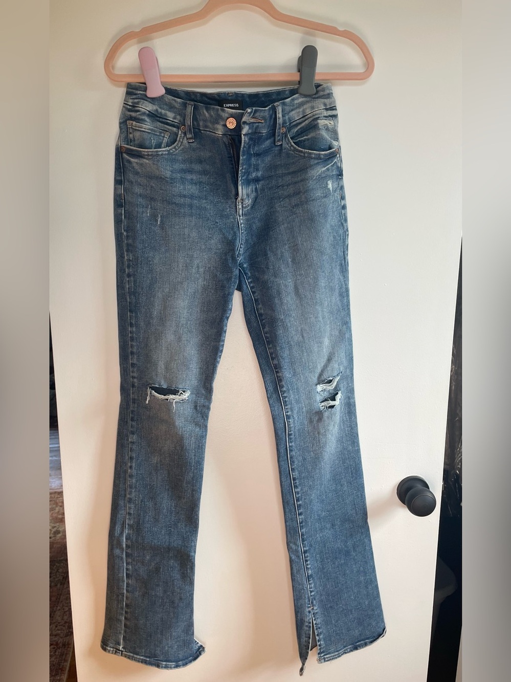 Express Men's Faded Blue Bootcut Jeans